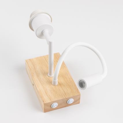 Brilagi - LED Flexible Wall Lamp NUBILA WOOD 1xE27/25W/230V + LED/3W oak/white/light grey