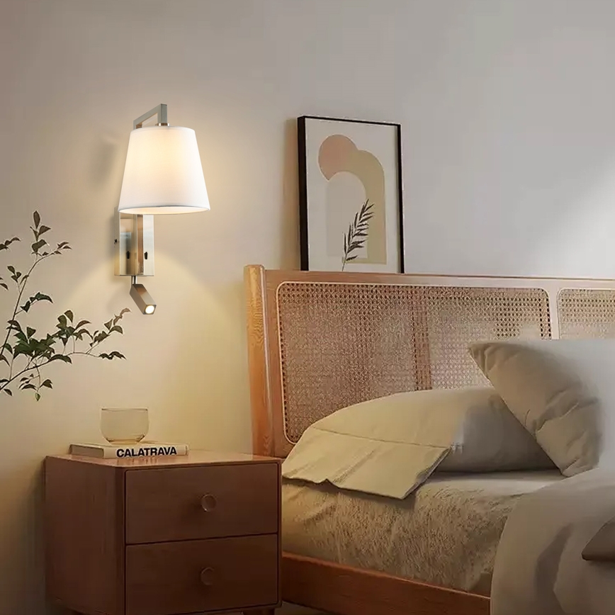 Brilagi - LED Wall lamp RAYA 1xE14/40W/230V + LED/3W white/matte chrome