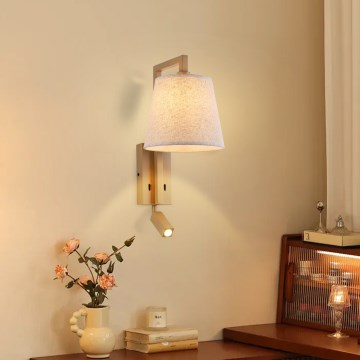 Brilagi - LED Wall lamp RAYAS 1xE14/40W/230V + LED/3W flax/beige