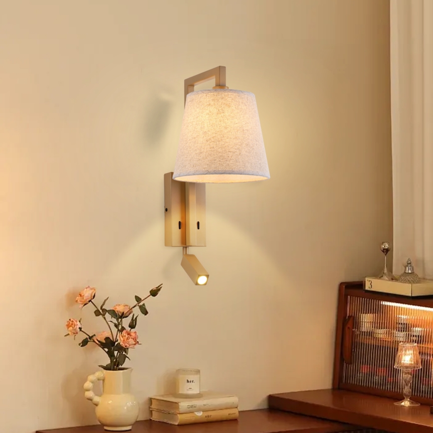 Brilagi - LED Wall lamp RAYAS 1xE14/40W/230V + LED/3W flax/beige