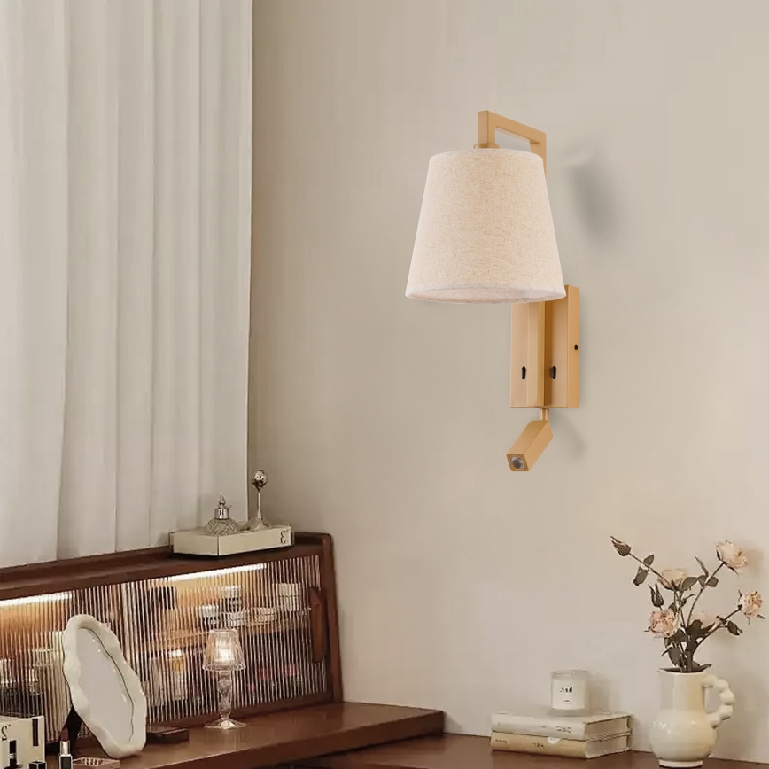 Brilagi - LED Wall lamp RAYAS 1xE14/40W/230V + LED/3W flax/beige