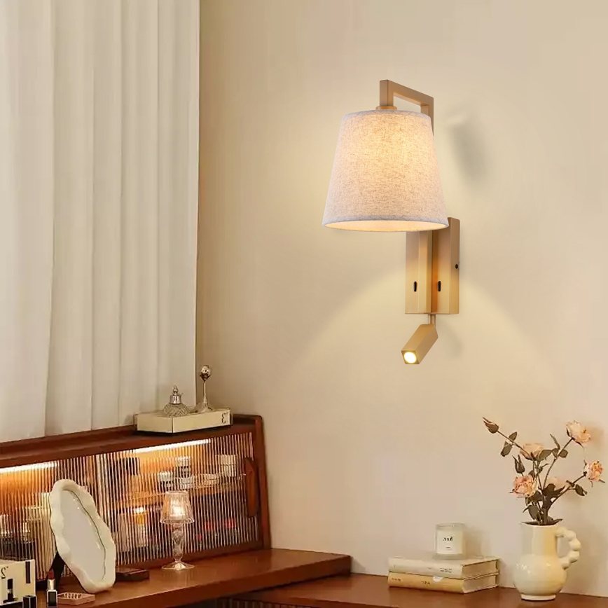 Brilagi - LED Wall lamp RAYAS 1xE14/40W/230V + LED/3W flax/beige