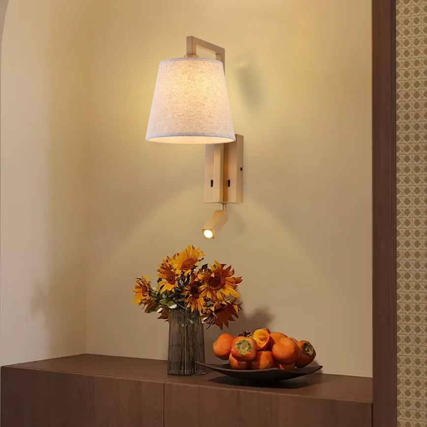 Brilagi - LED Wall lamp RAYAS 1xE14/40W/230V + LED/3W flax/beige