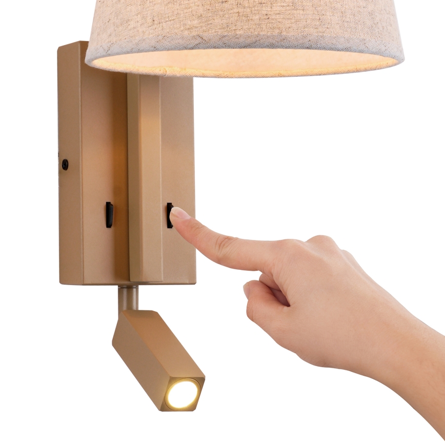 Brilagi - LED Wall lamp RAYAS 1xE14/40W/230V + LED/3W flax/beige