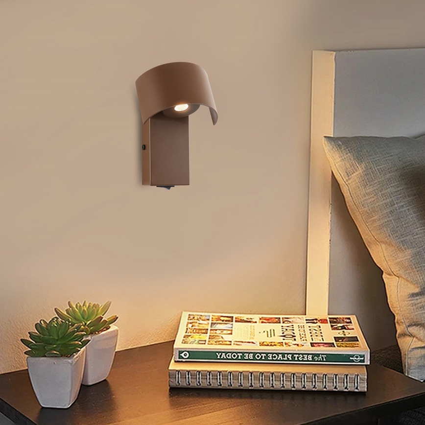 Brilagi - LED Wall lamp VASTO LED/3W/230V brown