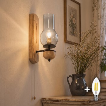 BRILAGI - LED Wall Light COTTAGE 1xE14/40W/230V oak/smoke grey