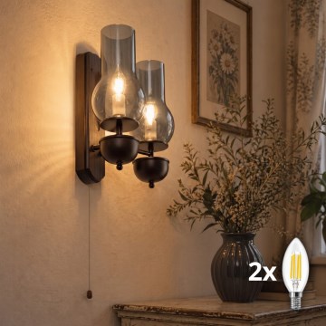 BRILAGI - LED Wall Light COTTAGE 2xE14/40W/230V beech/smoky grey