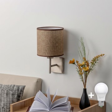 BRILAGI - LED Wall Light NUBILA 1xE27/60W/230V matte chrome/brown