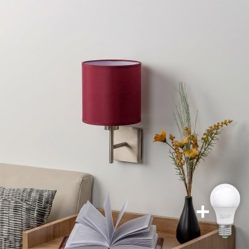 BRILAGI - LED Wall Light NUBILA 1xE27/60W/230V matte chrome/Pompeian red
