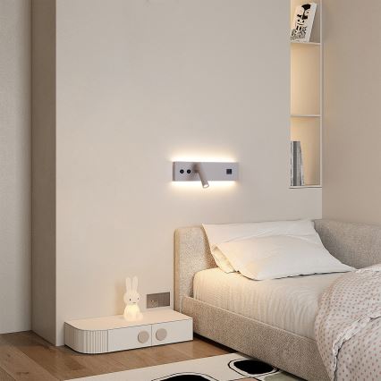 Brilagi - NOCTIS LED wall-mounted spotlight with USB port, LED/3W/230V + LED/9W, beige