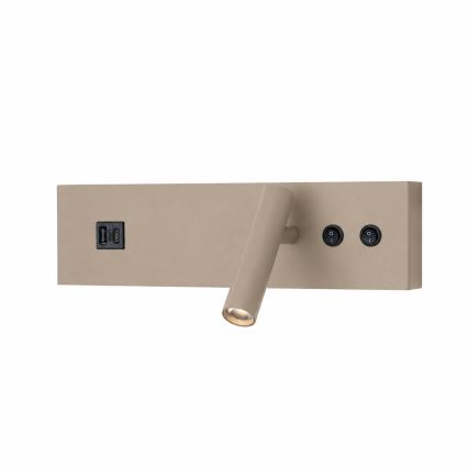 Brilagi - NOCTIS LED wall-mounted spotlight with USB port, LED/3W/230V + LED/9W, beige