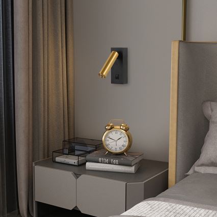 Brilagi - LED Wall spotlight MAYA LED/3W/230V 4000K black/gold