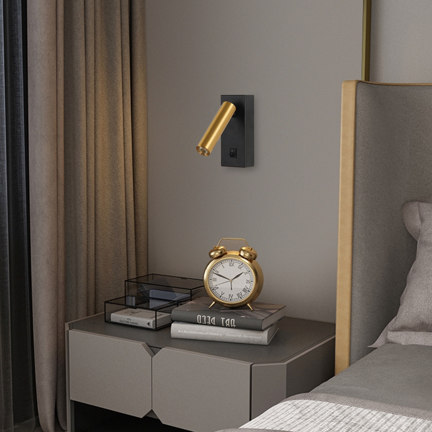 Brilagi - LED Wall spotlight MAYA LED/3W/230V 4000K black/gold