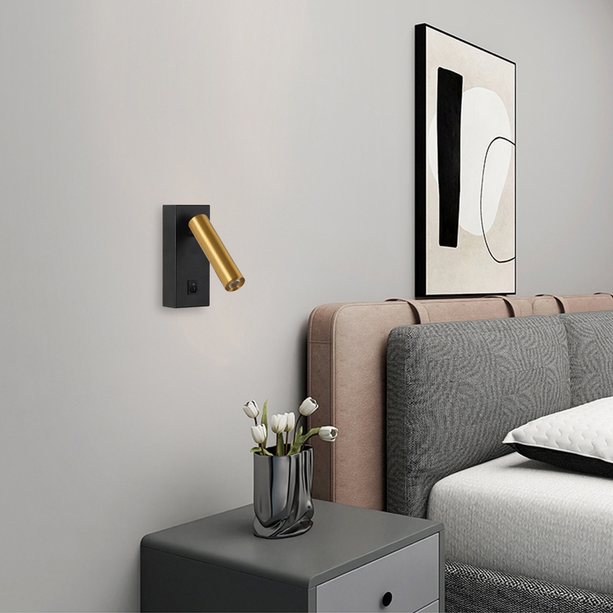 Brilagi - LED Wall spotlight MAYA LED/3W/230V 4000K black/gold