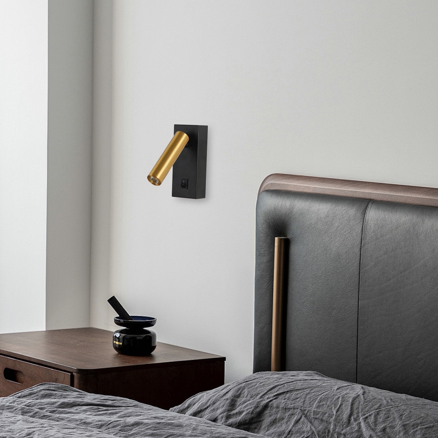 Brilagi - LED Wall spotlight MAYA LED/3W/230V 4000K black/gold
