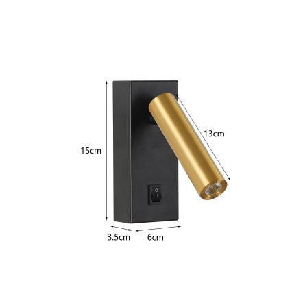 Brilagi - LED Wall spotlight MAYA LED/3W/230V 4000K black/gold