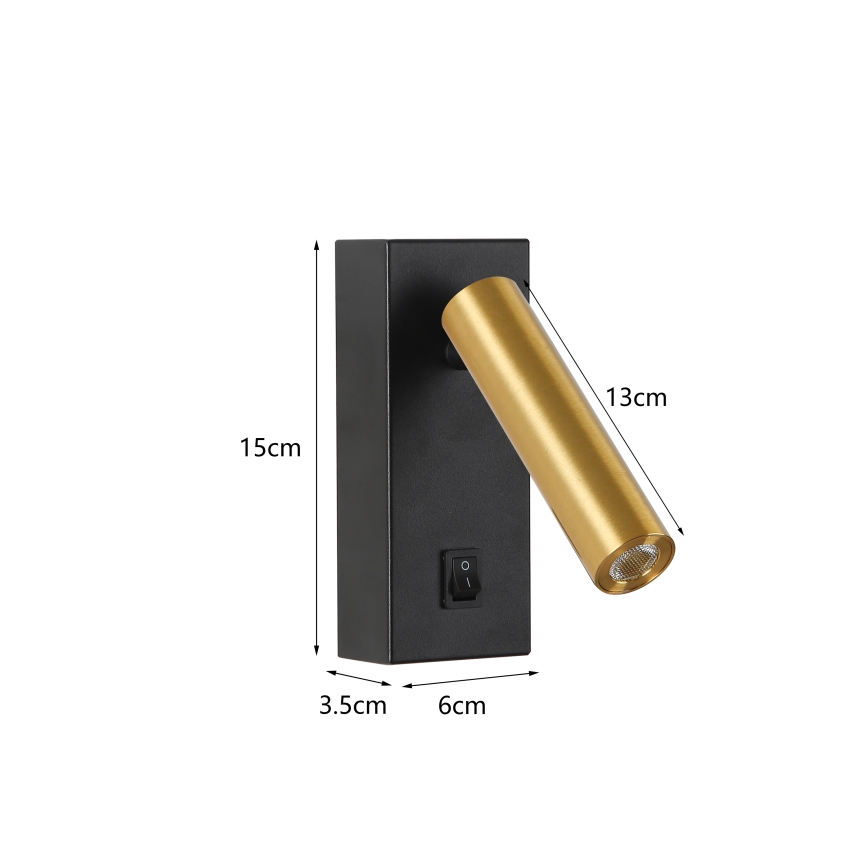 Brilagi - LED Wall spotlight MAYA LED/3W/230V 4000K black/gold