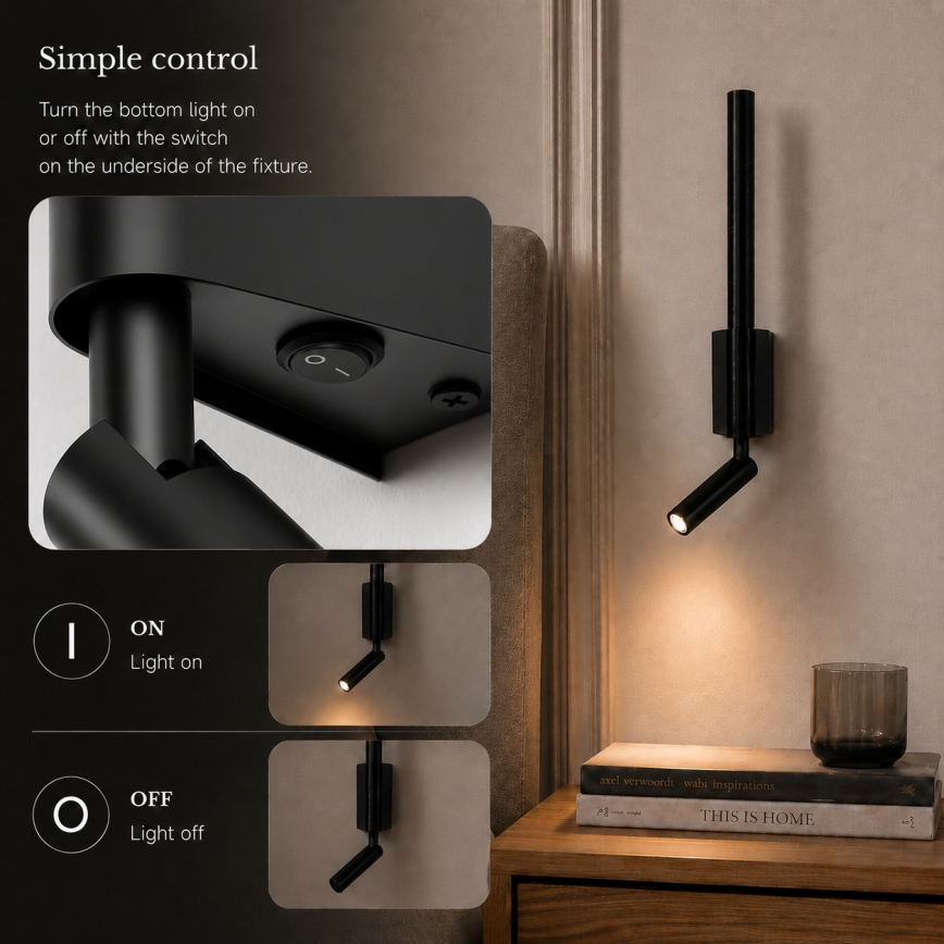 BRILAGI - LED Wall Spotlight VIXON LED/3W/230V + LED/5W black CRI 90