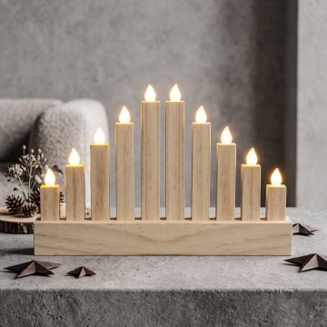 BRILAGI - LED Wooden Christmas Candle Holder 10xLED/2xAA