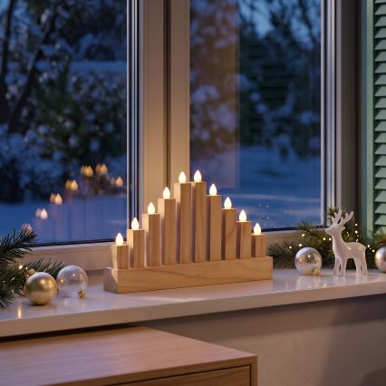 BRILAGI - LED Wooden Christmas Candle Holder 10xLED/2xAA
