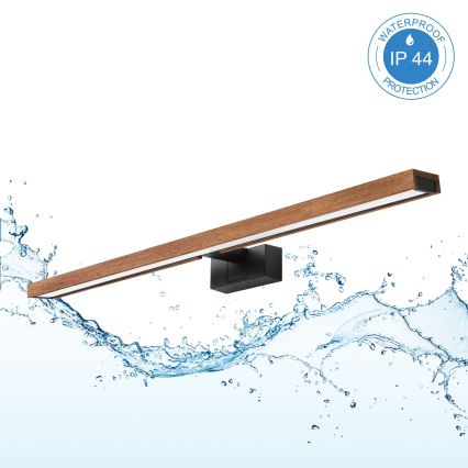 BRILAGI - LED Bathroom Mirror Light 3-in-1 WOODY MIRROR LED/15W/230V 80 cm IP44 black/cherry oak