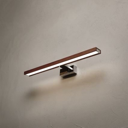 Brilagi - WOODY MIRROR 3-in-1 LED Bathroom Mirror Light LED/12W/230V 60 cm IP44 Glossy Chrome/Cherry Oak