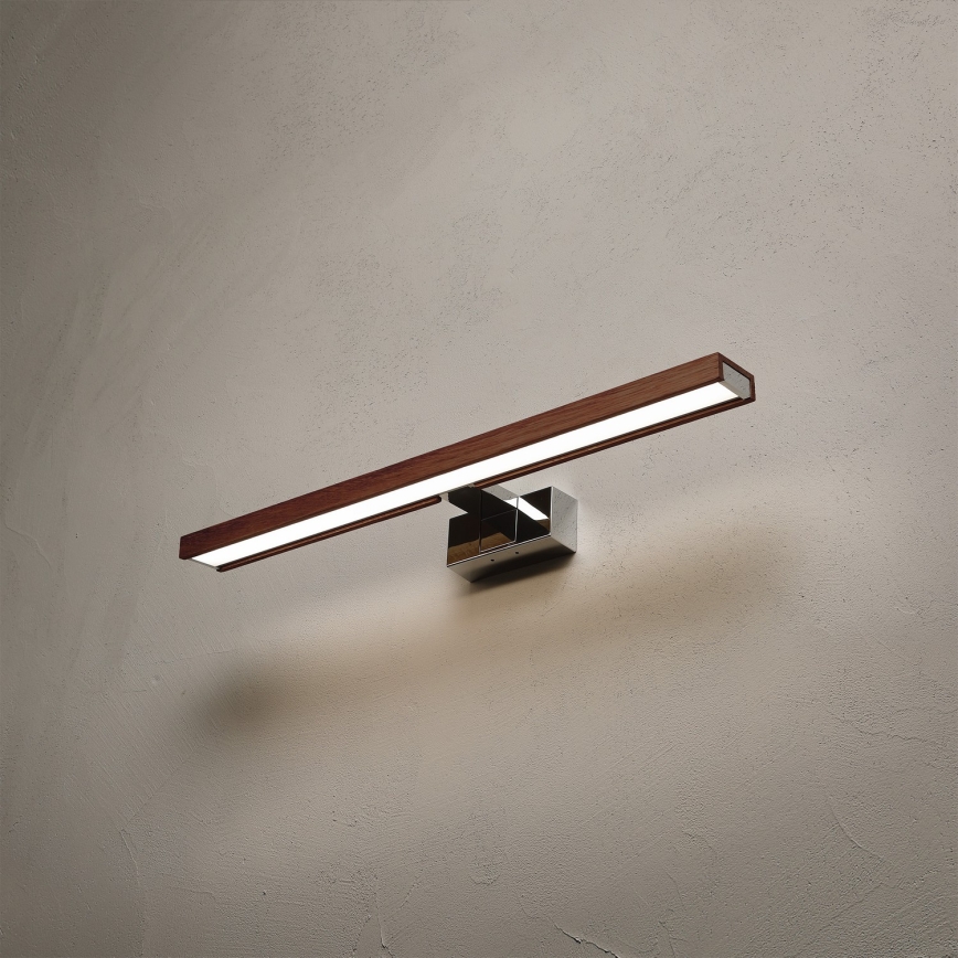 Brilagi - WOODY MIRROR 3-in-1 LED Bathroom Mirror Light LED/12W/230V 60 cm IP44 Glossy Chrome/Cherry Oak