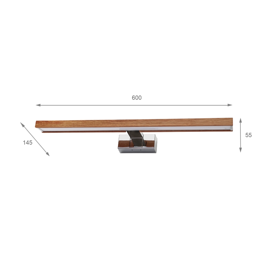 Brilagi - WOODY MIRROR 3-in-1 LED Bathroom Mirror Light LED/12W/230V 60 cm IP44 Glossy Chrome/Cherry Oak