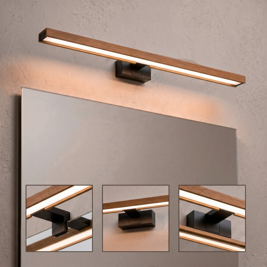 Brilagi - WOODY MIRROR 3-in-1 LED Bathroom Mirror Light LED/15W/230V 80 cm IP44 black/cherry oak