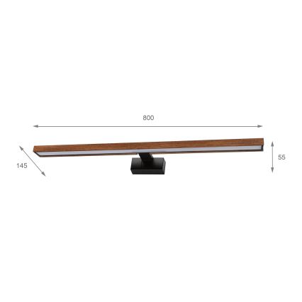 Brilagi - WOODY MIRROR 3-in-1 LED Bathroom Mirror Light LED/15W/230V 80 cm IP44 black/cherry oak