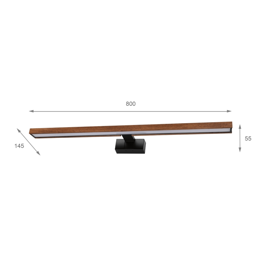 Brilagi - WOODY MIRROR 3-in-1 LED Bathroom Mirror Light LED/15W/230V 80 cm IP44 black/cherry oak