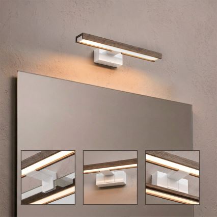 Brilagi - WOODY MIRROR 3-in-1 LED Bathroom Mirror Light 8W/230V 40 cm IP44 White/Oak