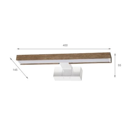 Brilagi - WOODY MIRROR 3-in-1 LED Bathroom Mirror Light 8W/230V 40 cm IP44 White/Oak