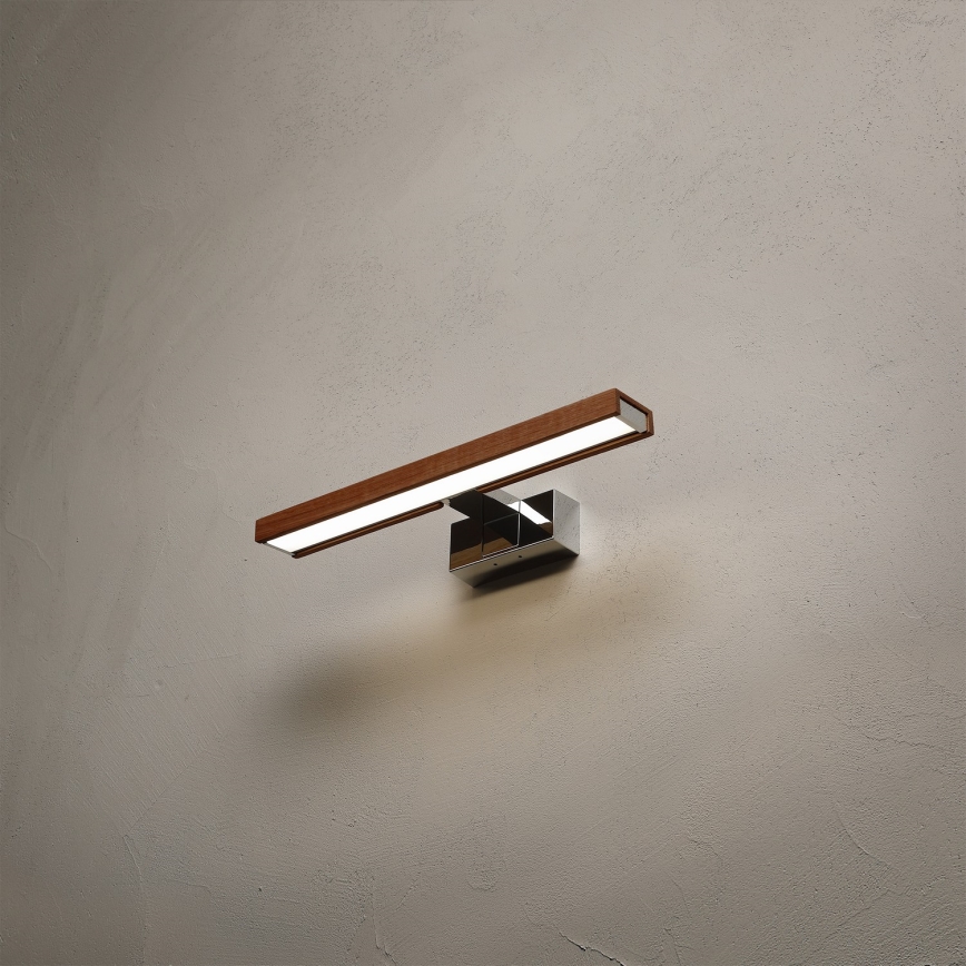 Brilagi - WOODY MIRROR 3-in-1 LED Bathroom Mirror Light, 8 W / 230 V, 40 cm, IP44, Polished Chrome / Cherry Oak