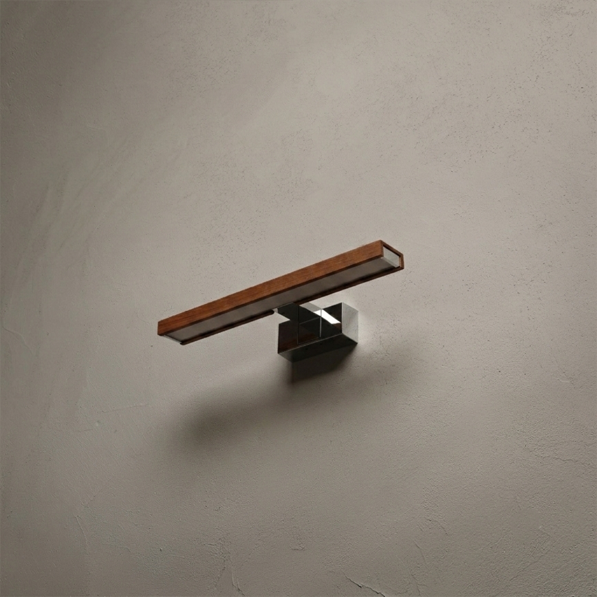 Brilagi - WOODY MIRROR 3-in-1 LED Bathroom Mirror Light, 8 W / 230 V, 40 cm, IP44, Polished Chrome / Cherry Oak