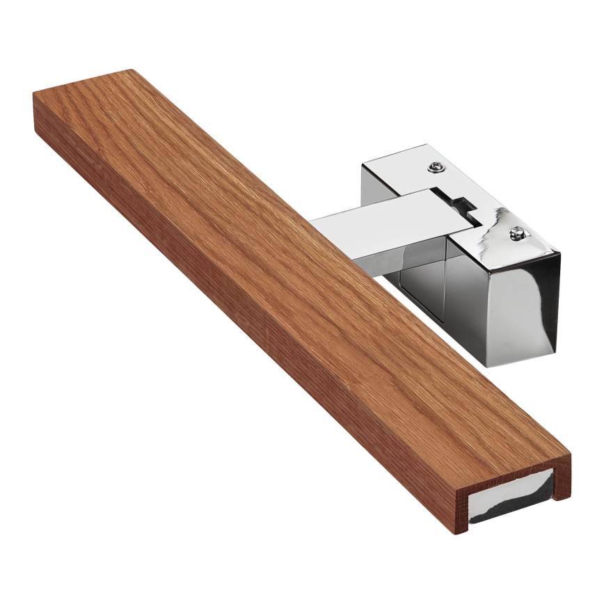 Brilagi - WOODY MIRROR 3-in-1 LED Bathroom Mirror Light, 8 W / 230 V, 40 cm, IP44, Polished Chrome / Cherry Oak