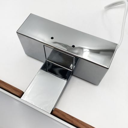 Brilagi - WOODY MIRROR 3-in-1 LED Bathroom Mirror Light, 8 W / 230 V, 40 cm, IP44, Polished Chrome / Cherry Oak