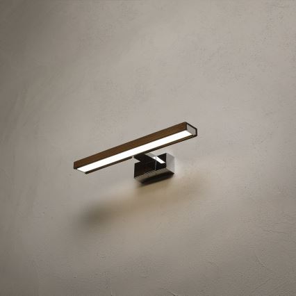 Brilagi - LED Bathroom Mirror Light WOODY MIRROR 3-in-1 LED/8W/230V 40 cm IP44 Glossy Chrome/Walnut Oak