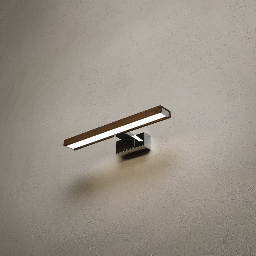 Brilagi - LED Bathroom Mirror Light WOODY MIRROR 3-in-1 LED/8W/230V 40 cm IP44 Glossy Chrome/Walnut Oak