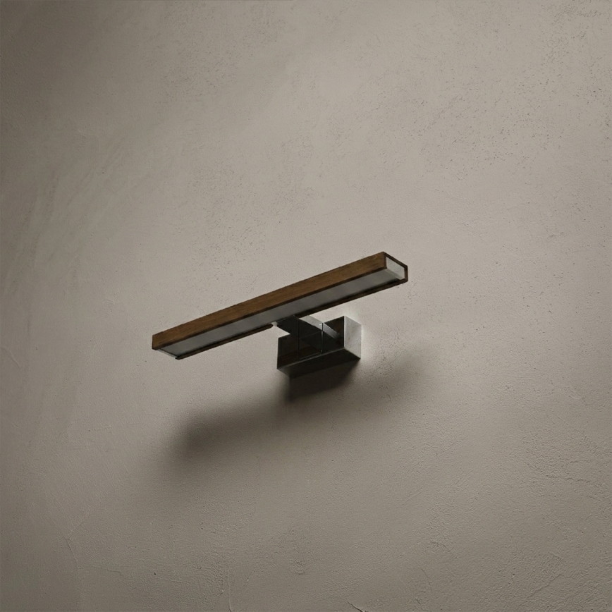 Brilagi - LED Bathroom Mirror Light WOODY MIRROR 3-in-1 LED/8W/230V 40 cm IP44 Glossy Chrome/Walnut Oak