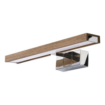 Brilagi - LED Bathroom Mirror Light WOODY MIRROR 3-in-1 LED/8W/230V 40 cm IP44 Glossy Chrome/Walnut Oak