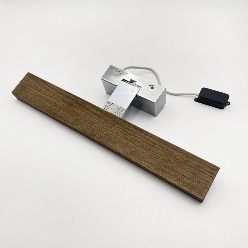 Brilagi - LED Bathroom Mirror Light WOODY MIRROR 3-in-1 LED/8W/230V 40 cm IP44 Glossy Chrome/Walnut Oak