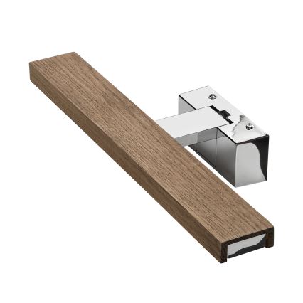 Brilagi - LED Bathroom Mirror Light WOODY MIRROR 3-in-1 LED/8W/230V 40 cm IP44 Glossy Chrome/Walnut Oak