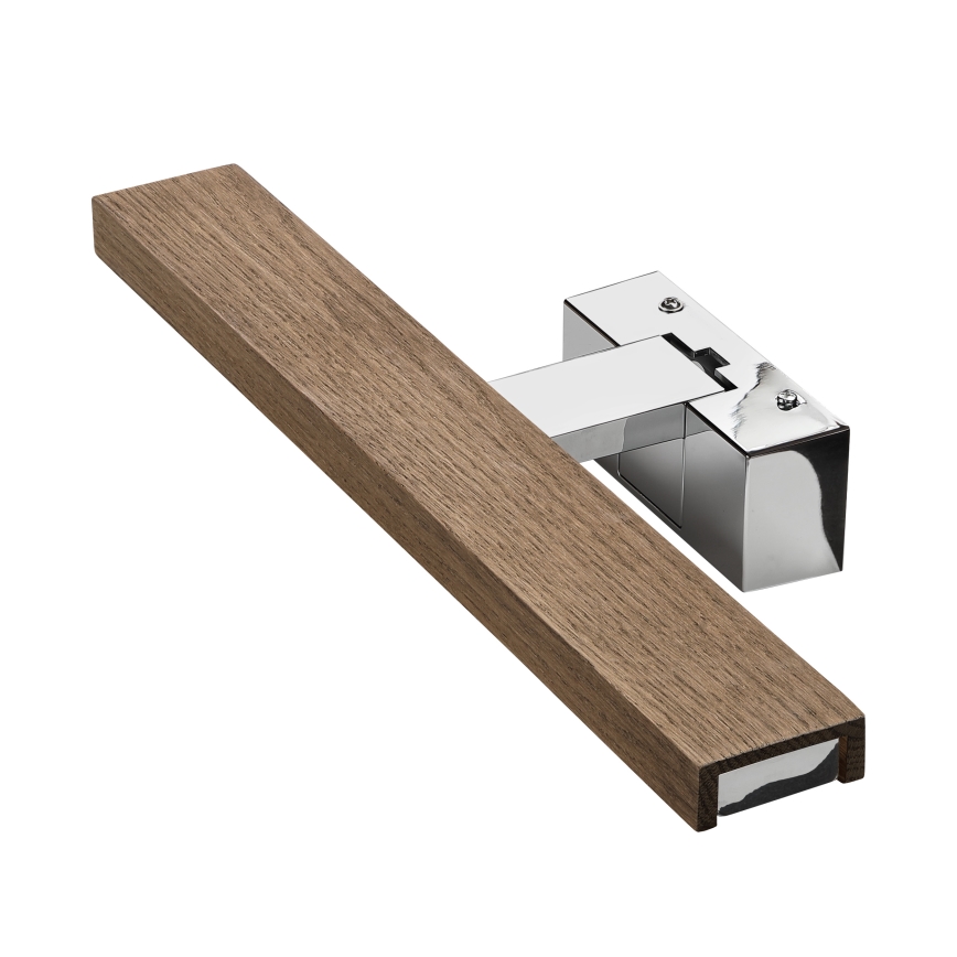 Brilagi - LED Bathroom Mirror Light WOODY MIRROR 3-in-1 LED/8W/230V 40 cm IP44 Glossy Chrome/Walnut Oak