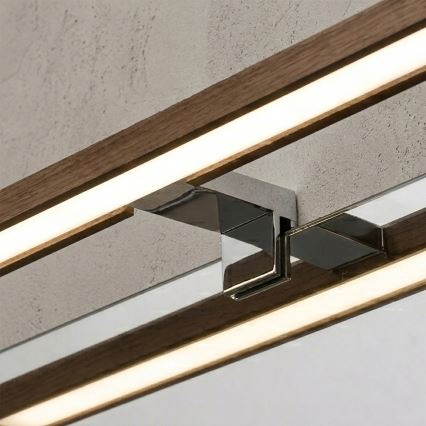 Brilagi - LED Bathroom Mirror Light WOODY MIRROR 3-in-1 LED/8W/230V 40 cm IP44 Glossy Chrome/Walnut Oak