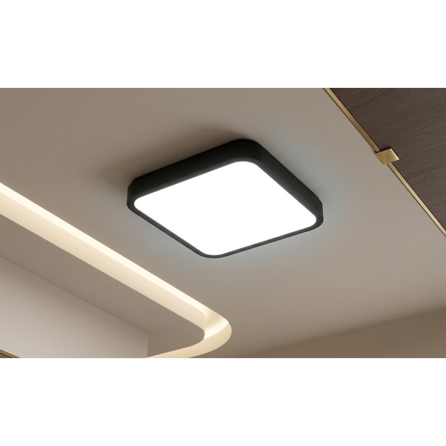 BRILAGI - ZENNA LED Bathroom Ceiling Light with Sensor LED/18W/230V 28.5x28.5 cm IP44 Black + Remote Control
