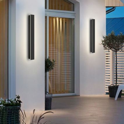 Brilagi - LINEAR 12W LED Outdoor Wall Light, 230V, 3000K, IP65, 50 cm, Black, CRI 90