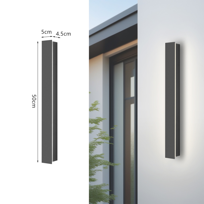 Brilagi - LINEAR LED Outdoor Wall Light, 12W, 230V, 4000K, IP65, 50 cm, Anthracite, CRI 90