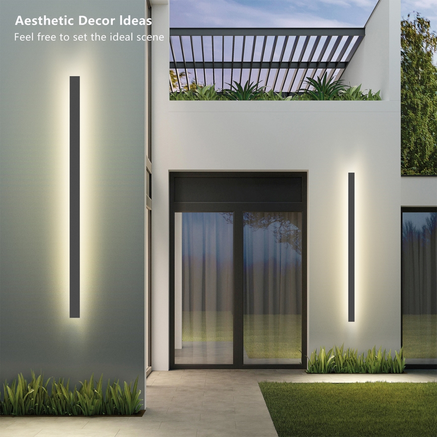 Brilagi - LINEAR LED Outdoor Wall Light, 32W, 230V, 4000K, IP65, 140 cm, Anthracite, CRI 90