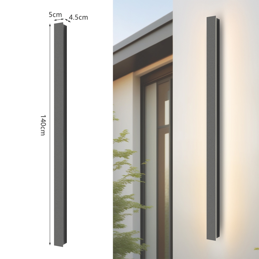 Brilagi - LINEAR LED Outdoor Wall Light, 32W, 230V, 4000K, IP65, 140 cm, Anthracite, CRI 90